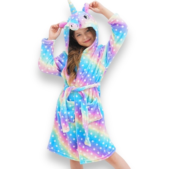 Pajamas Rainbow Polkadot Unicorn Girls Robe Poshmark